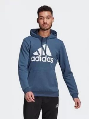 Image of adidas Essentials Big Logo Hoodie, Navy/White, Size 2XL, Men