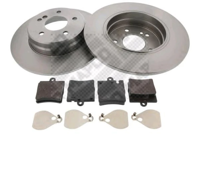 Image of MAPCO 47796 Brake disc and pads set Rear Axle, Brake Disc Type: solid, prepared for wear warning indicator, with anti-squeak plate Brake Set,disc bra