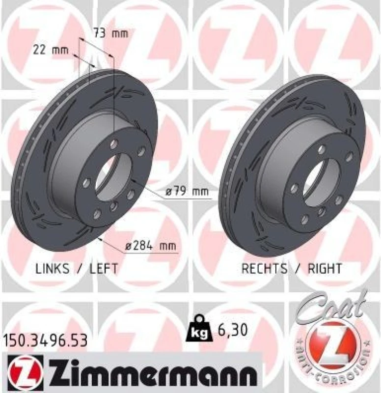 Image of ZIMMERMANN Brake disc ZIMMERMANN 150.3496.53