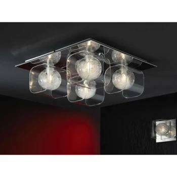 image of Schuller Eclipse - 4 Light Crystal Flush Ceiling Light Chrome, G9