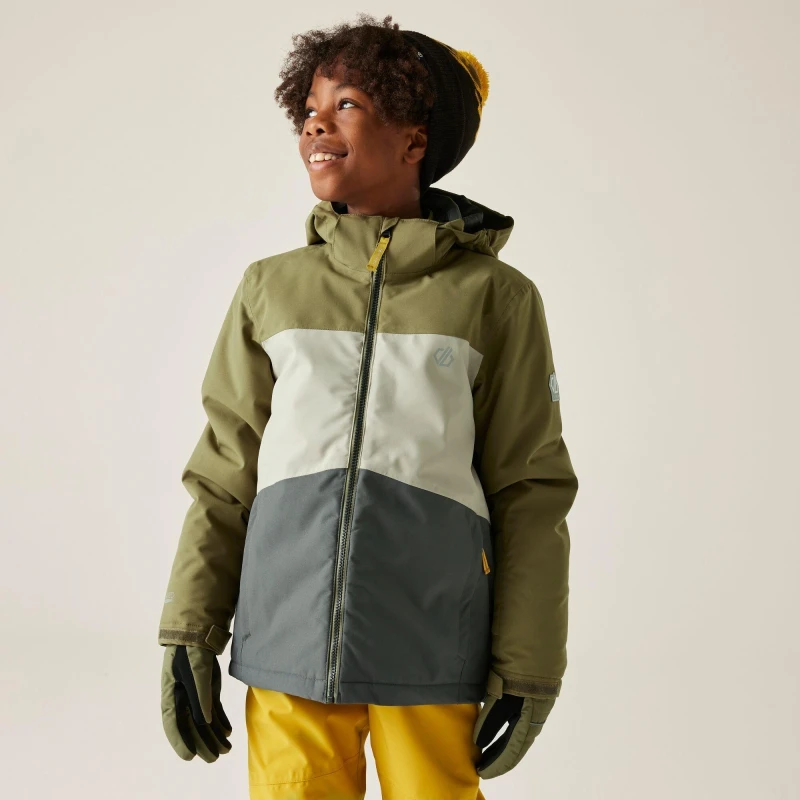 Image of Dare 2b Unisex Kids Send It! Ski Insulated Waterproof Jacket Olive Green unisex 13yrs