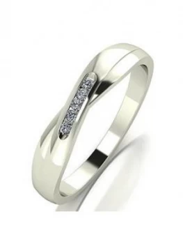 Image of Moissanite 9ct White Gold Shaped Wedding Band, White Gold, Size V, Women