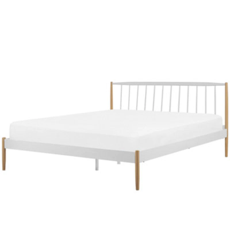 Image of Beliani Bed Metal Maurs 180 X 200 Cm (Eu Super King) White