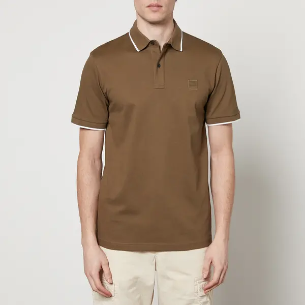 image of Boss Orange Passertip Cotton-Blend Pique Polo Shirt - S