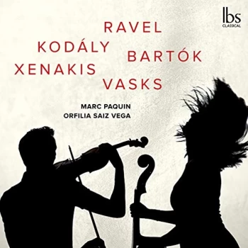 image of Marc Paquin - Marc Paquin/Orfilia Saiz Vega: Ravel/Kod&aacute;ly/Bart&ouml;k/Xenakis/Vasks CD