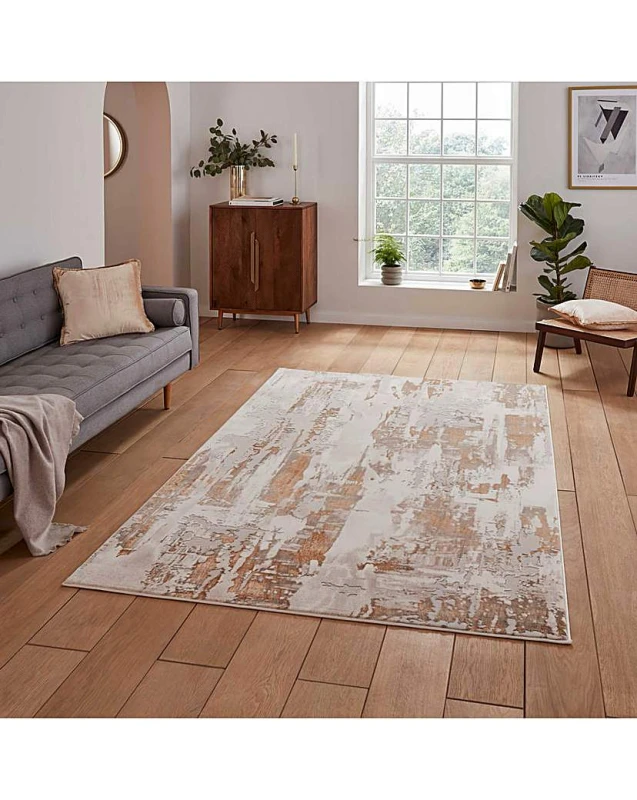 Image of Think Rugs Think Rugs Apollo Modern Linear Rug Grey/Bronze - Think Rugs - Size: 80X150 Grey/Bronze 80X150 MP90301
