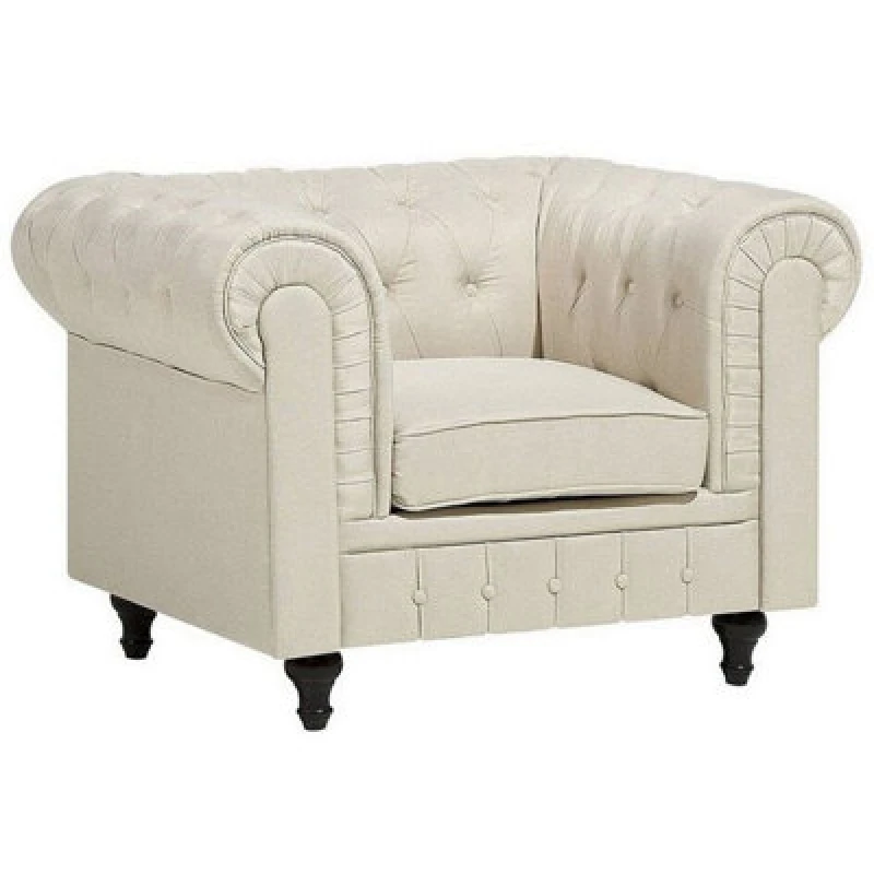 Image of Beliani Armchair Chesterfield Fabric Beige