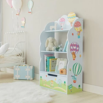 Image of Fantasy Fields Hot Air Balloon Bookshelf Nursery Room Kids wooden Furniture Pastel TD-13124A - Blue/ Multi-color