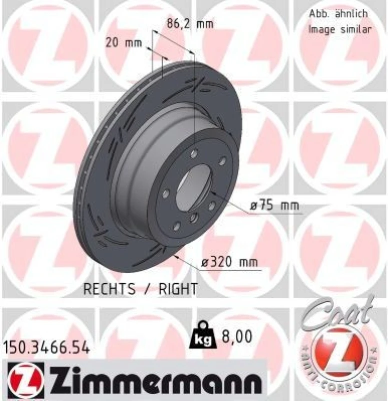Image of ZIMMERMANN Brake disc ZIMMERMANN 150.3466.54