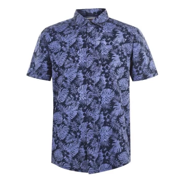 image of SoulCal Short Sleeve AOP Shirt Mens - Navy Leaf