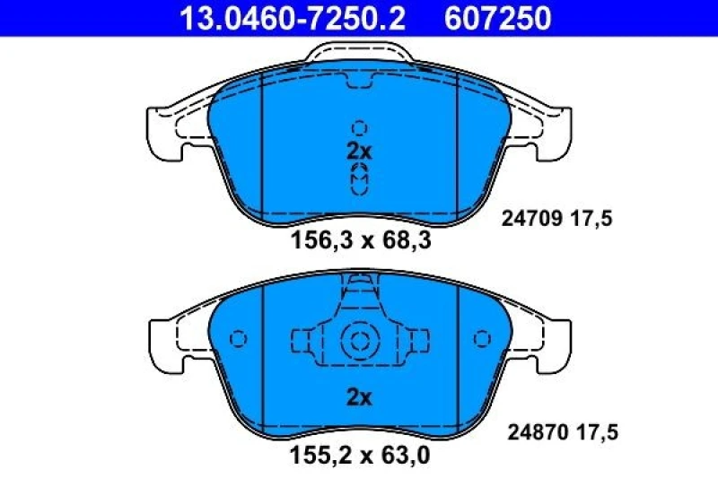 Image of ATE 13.0460-7250.2 Brake pad set excl. wear warning contact Brake Pad Set,disc brake (402)