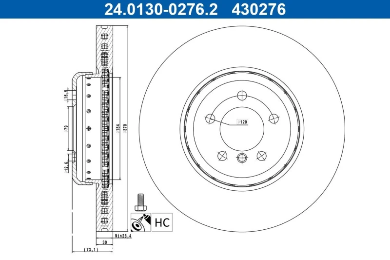 Image of Brake disc ATE 24.0130-0276.2