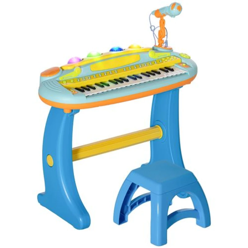 Image of AIYAPLAY 37 Keys Kids Piano w/ Microphone - Stool - Record & Replay Function TJ Hughes Blue 5061025030729