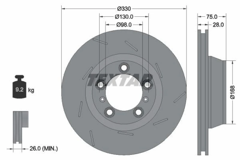 Image of Brake disc TEXTAR 92220707