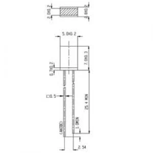 LED wired Yellow Rectangular 2 x 5mm 2.3 mcd