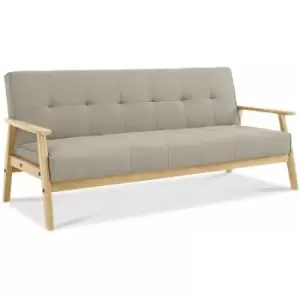 Image of Langford Cream Sofa bed with Oak colour wood