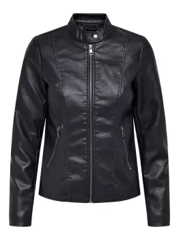 Image of ONLY Biker Faux Leather Jacket Women Blue