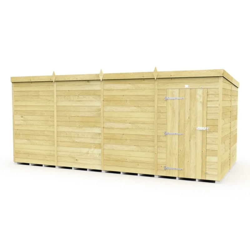 Image of Buttercup Farm 16 x 8 Feet Pent Shed - Single Door W/O Window - L231 x W474 x H201cm in Brown Brown Unisex
