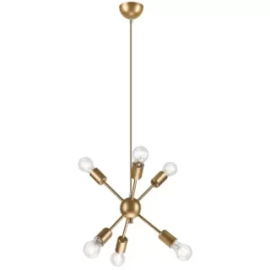 Ruby Contemporary Multi Arm Pendant Ceiling Light Golden, 6x E27