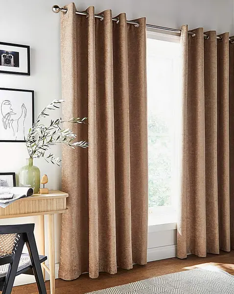 Image of JD Williams Savoy Blackout Eyelet Curtain Sand 168 x 137cm OH14334