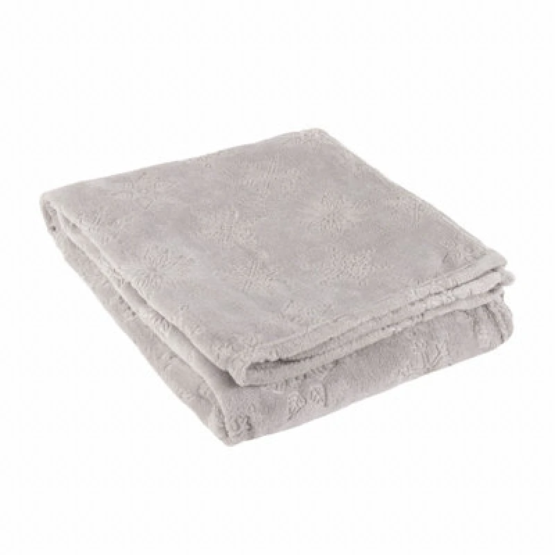 Image of Furn Furn Snowflakes Soft Flannel Fleece Throw in Grey Size: 130cm x 180cm Grey 130cm x 180cm Unisex 5025532831354