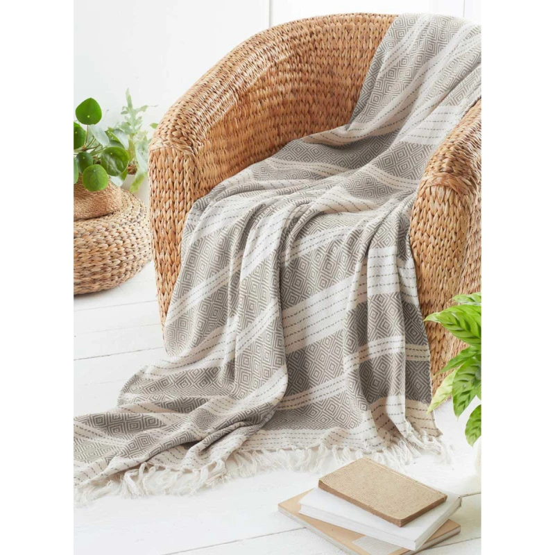 Image of Country Club Throw Diamond Design 200x240cm - Stone Stone unisex 200x240cm