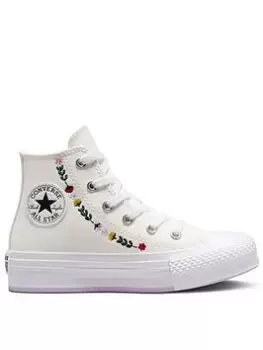 image of Converse Chuck Taylor All Star Childrens EVA Embroidered Lift Trainers - Off White, Size 10