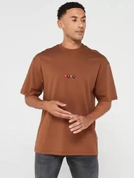 Image of HUGO Dorki Oversize T-Shirt - Brown, Brown Size M Men