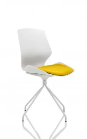 Image of Florence Spindle White Frame Visitor Chair in Senna Yellow