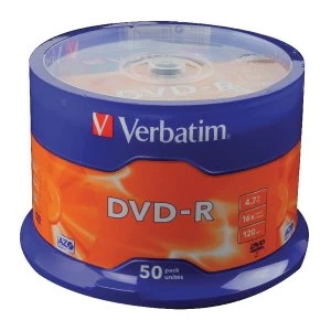 image of Verbatim 50x 4.7GB DVD-R Non Printable Spindle Pack