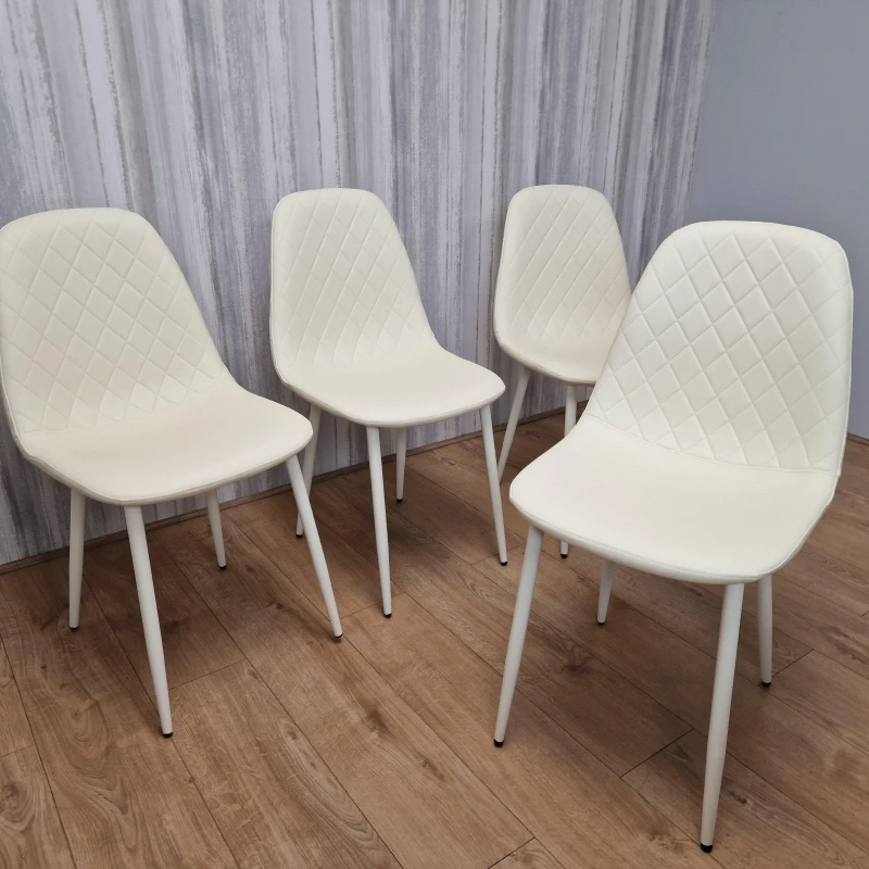Image of KOSY KOALA Dining Chairs Set Of 4 Cream Chairs Stitched Faux Leather Chairs, Soft Padded Seat Living Room Chairs , Kitchen Chairs Cream