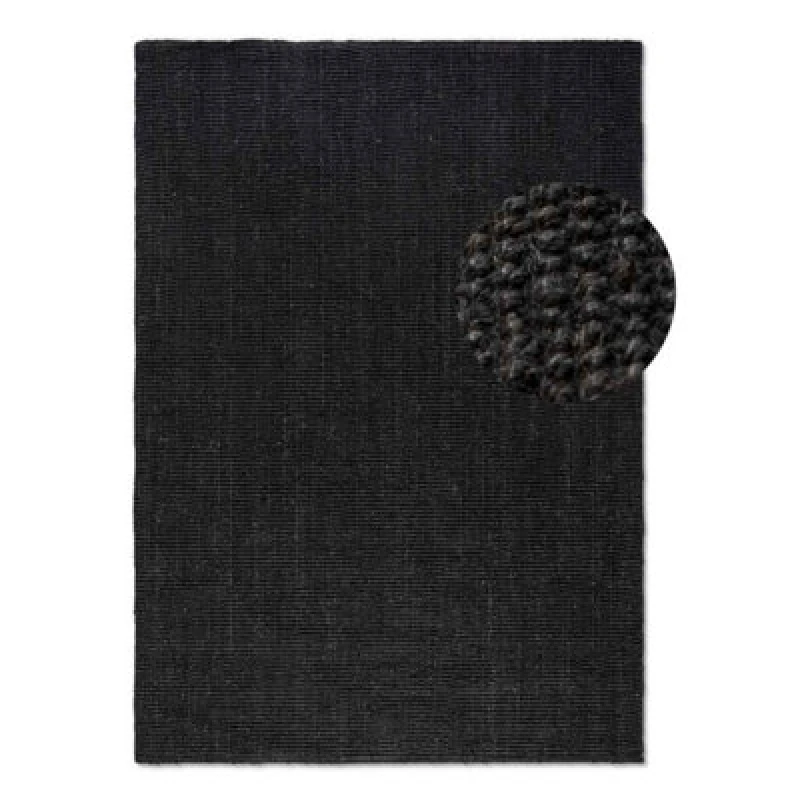 Image of The Rugs Handwoven Flatweave Jute Rug And Runner Natural Fibre Durable In Black