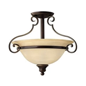 Image of 2 Light Semi Flush Ceiling Light Antique Bronze, E27