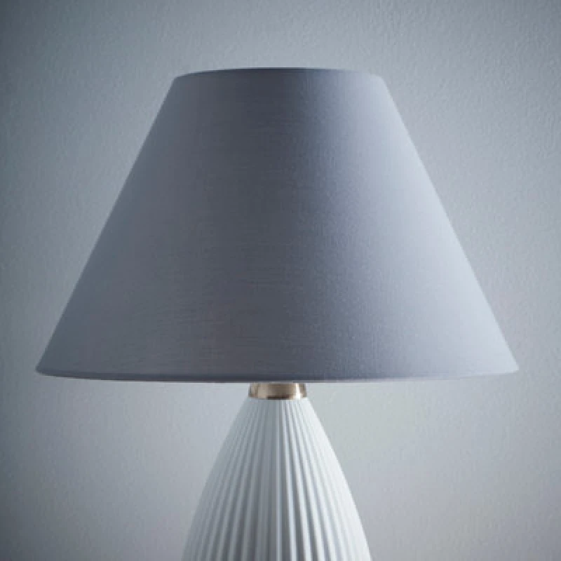 Image of K Living Kliving 10" Traditional Grey Cotton Coolie Lampshade For Modern Table Lamps And Floor Lamps