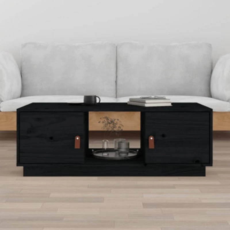 Image of Vidaxl Coffee Table Black 100X50X35cm Solid Wood Pine, Black 818269