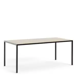 Image of Family Dining Table 180Cm Oak Effect Table Top With Black Legs