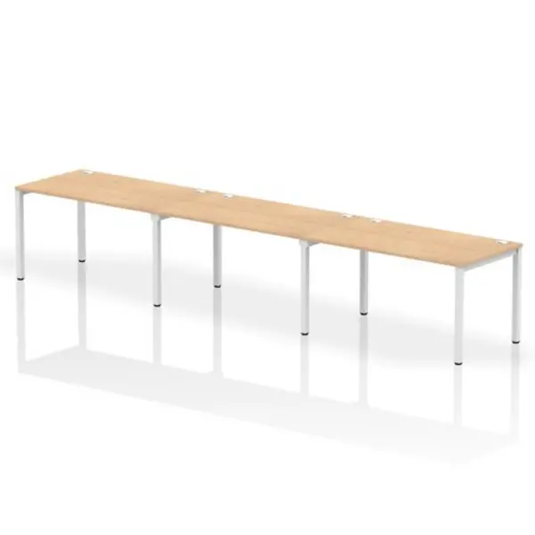 Image of Impulse Bench Single Row 3 Person 1400 White Frame Office Bench Desk Maple