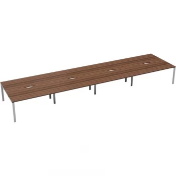 Image of 10 Person Double Bench Desk 1200X800MM Each - White/Dark Walnut