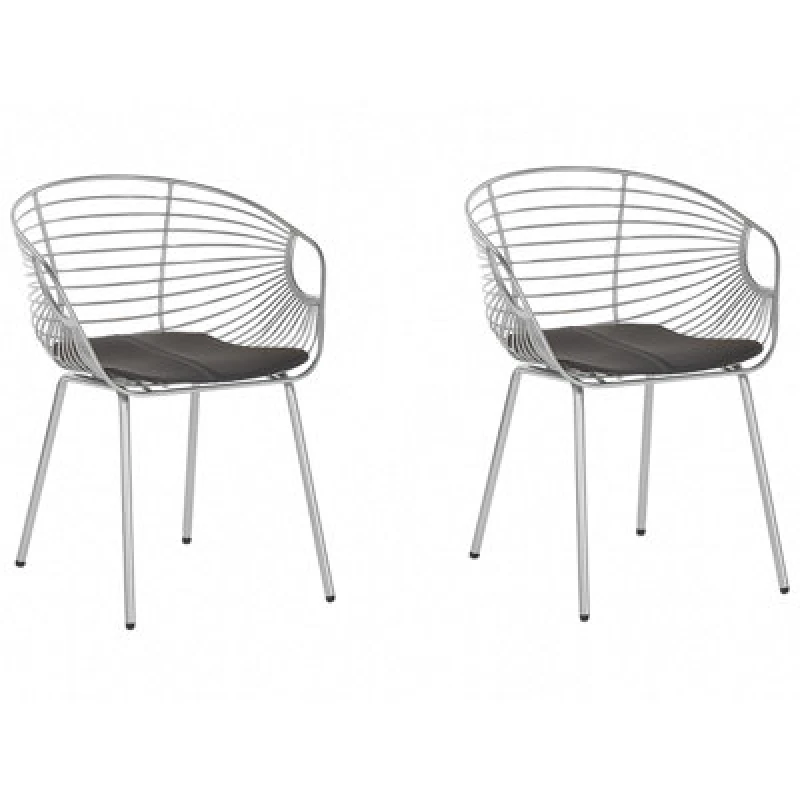 Image of Beliani Set Of 2 Dining Chairs Hoback Metal Silver