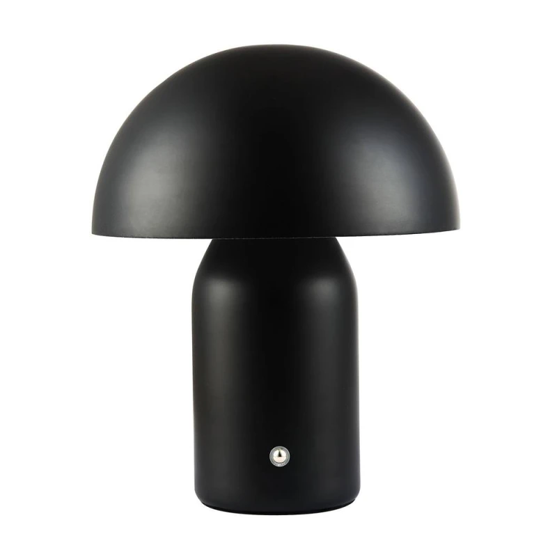 Image of Happy Homewares Modern Rechargeable Mushroom Table Lamp with Touch Dimmer Button in Black Size: 10" Black Unisex 10"