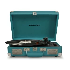 image of Teal Crosley Cruiser Deluxe Vintage 3-Speed Bluetooth Portable Turntable