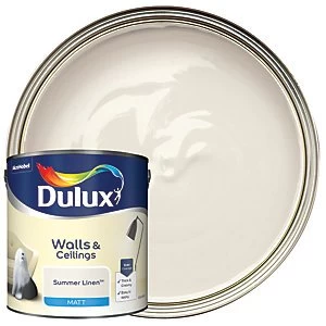 Image of Dulux Walls & Ceilings Summer Linen Matt Emulsion Paint 2.5L