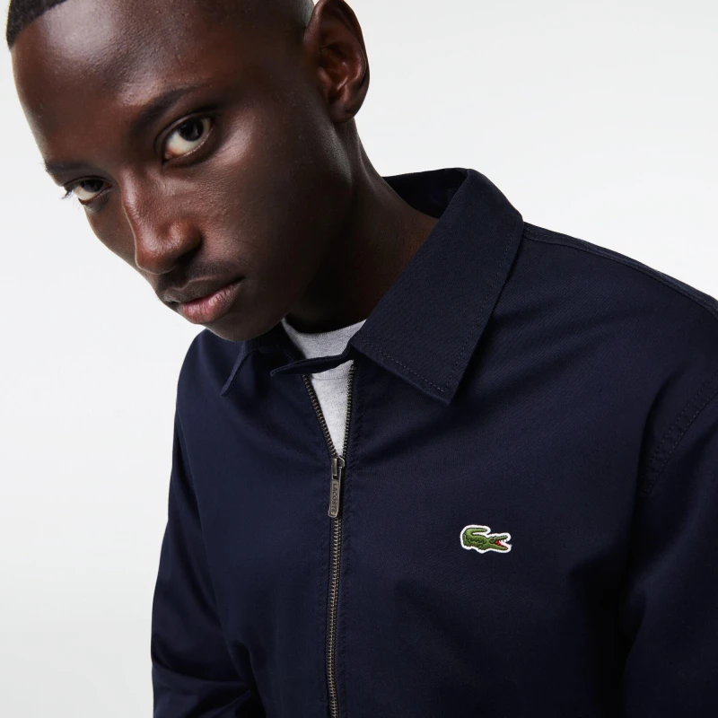 Image of Lacoste Mens Gabardine Zipped Bomber Jacket Navy Blue male XS