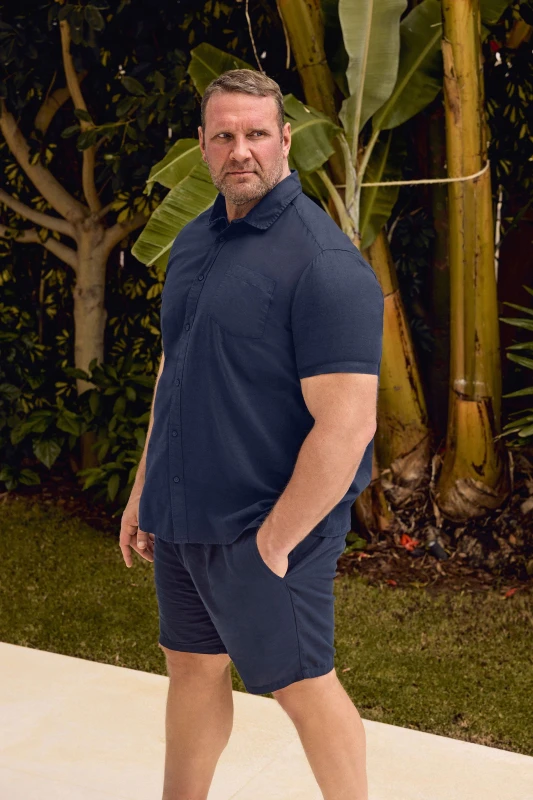 Image of BadRhino Mens Elasticated Linen Shorts in Dark Navy Size: 3XL Dark Navy Male 3XL