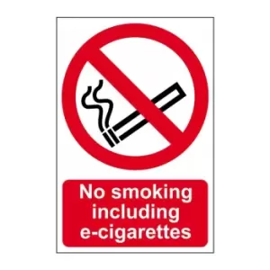 image of NO Smoking Including E-Cigarettes - PVC (200 x 300mm)