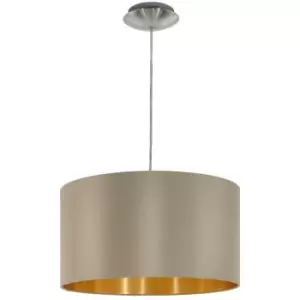 image of Eglo - Maserlo - 1 Light Round Ceiling Pendant Satin Nickel Taupe, E27