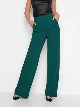 Long Tall Sally Green Scuba Wide Leg Trouser 34", Green, Size 18, Length 36, Women