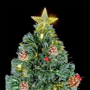 image of Premier Decorations Ltd Fibre Optic Tree with Pine Cones, Berries and Star - 2.6ft