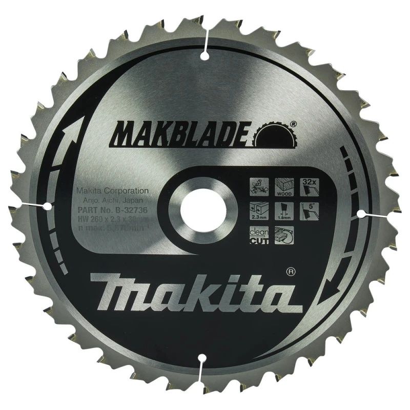 Image of Makita MAKBLADE Circular Saw Blade for Wood Cutting B-32736 Diameter: 260mm