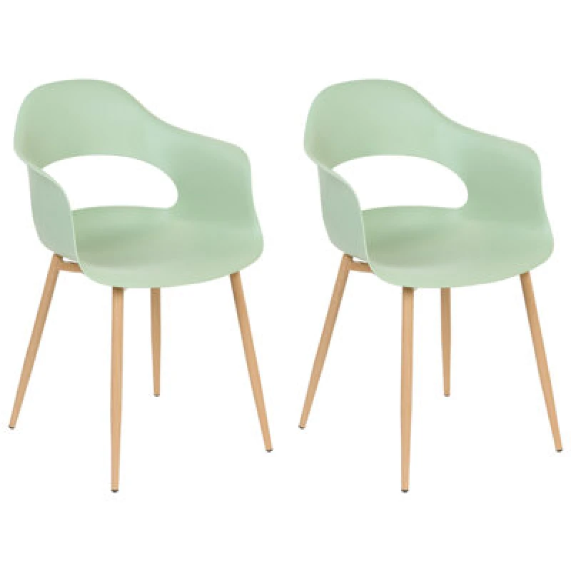 Image of Beliani Set Of 2 Dining Chairs Utica Light Green